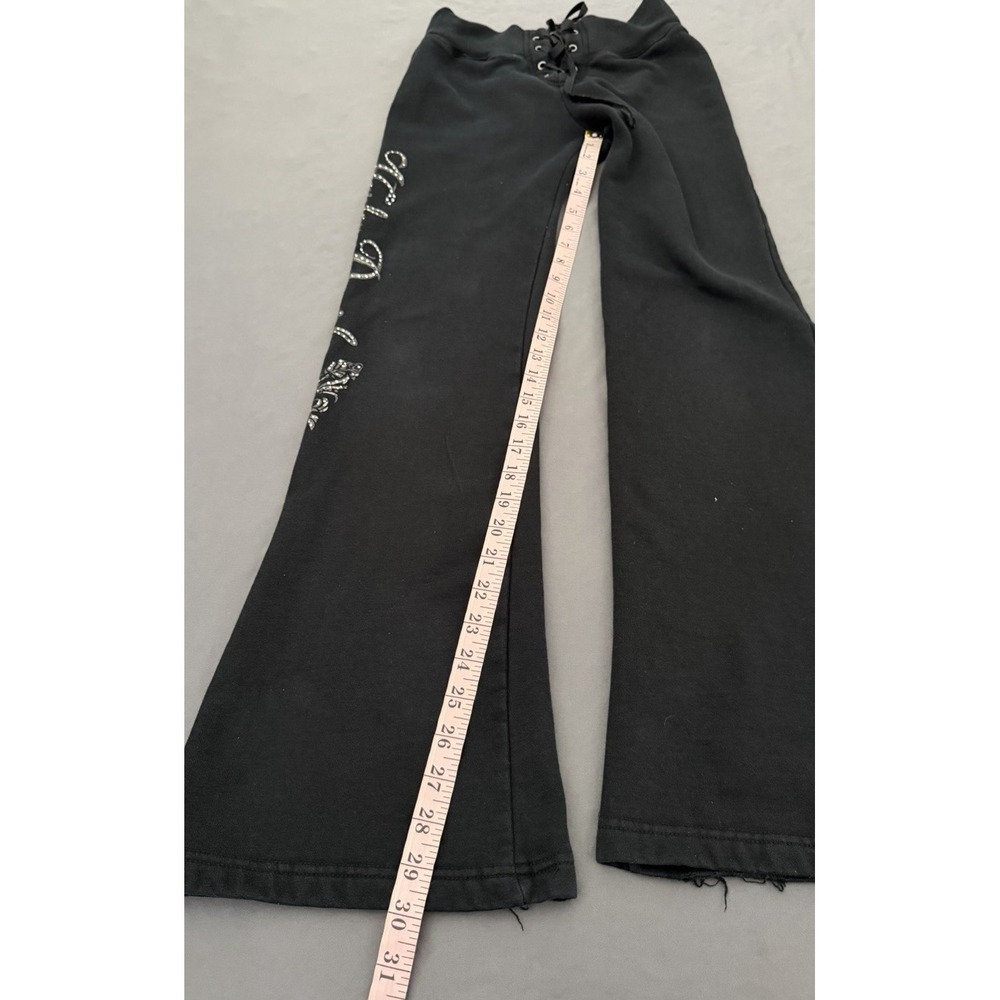 Harley-Davidson Sweatpants Womens Small Black Flare Lounge Graphic Y2K 2000s - Picture 8 of 16